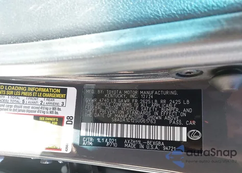 2025 Lexus Es 300H from USA, damaged, VIN 58ADA1C12SU061763